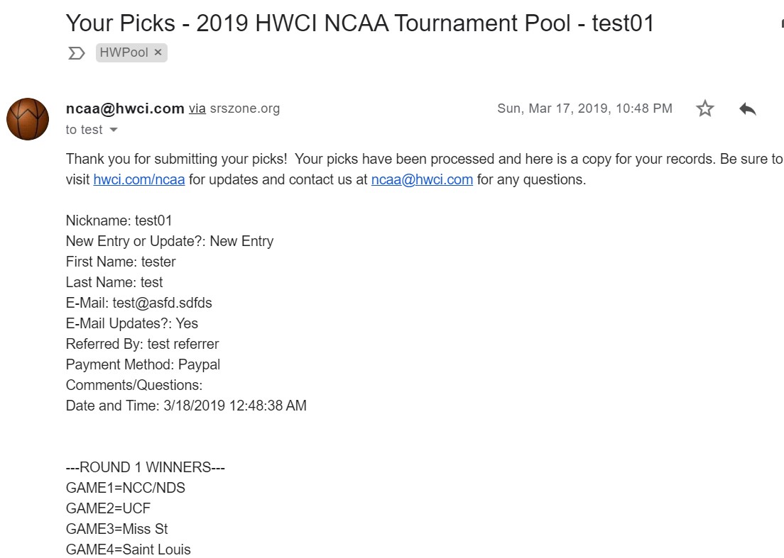 HWCI NCAA Entry Form Email