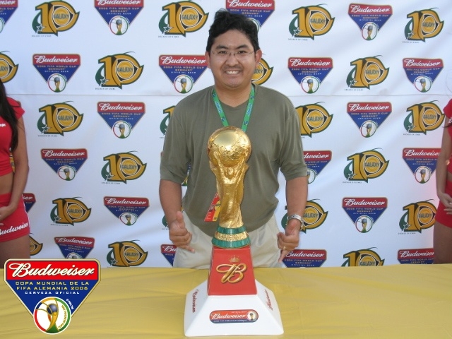 [Scott and the World Cup Trophy - Sans Budweiser Girls]